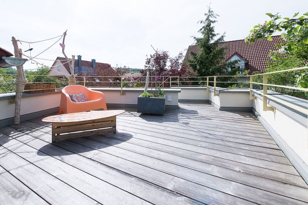 holzanbau, dachterrasse, terrasse